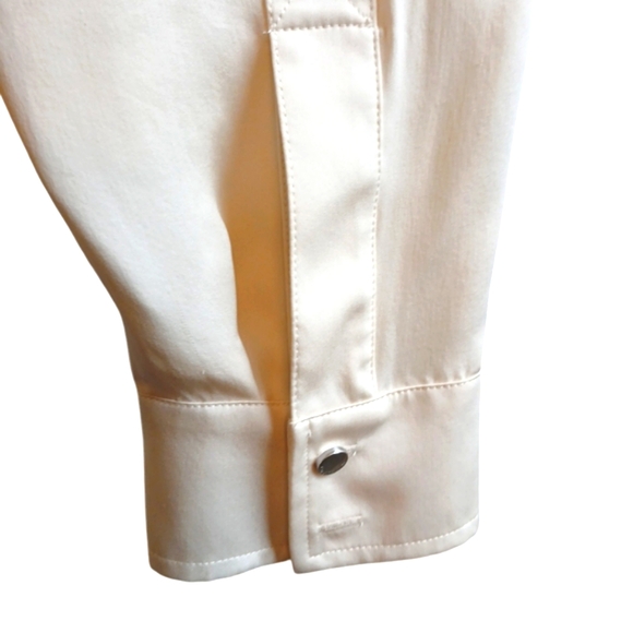 Calvin Klein Silk Ivory Button Down Long Sleeve Shirt with Band Collar Medium - Picture 7 of 10
